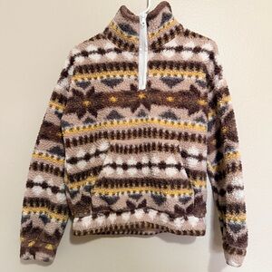Aerie OFFLINE Patterned Sherpa Quarter Zip With Pocket Size XS
